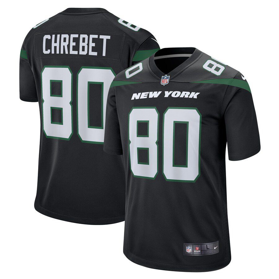 Men New York Jets #80 Wayne Chrebet Nike Black Game Retired Player NFL Jersey